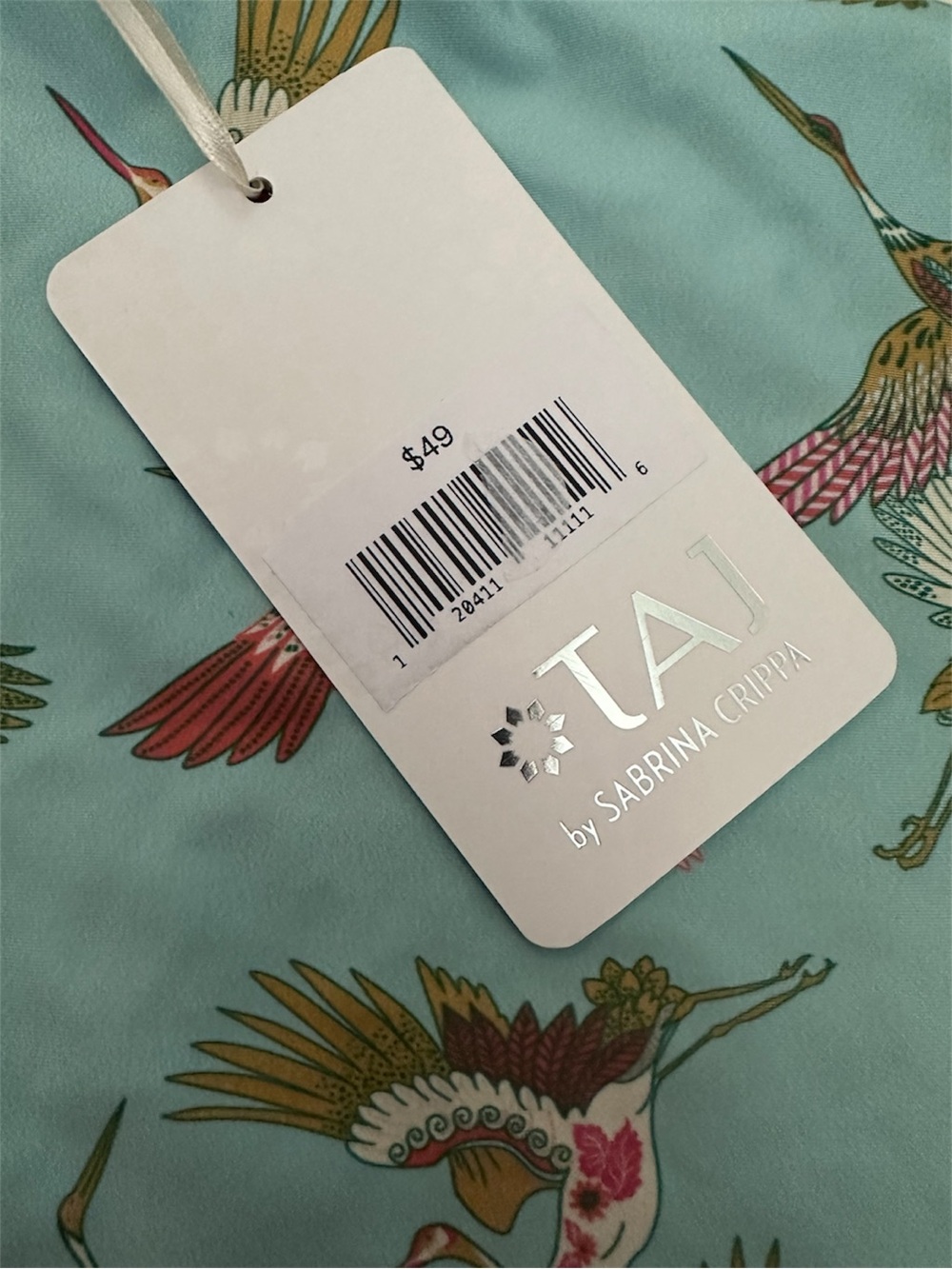 TAJ by Sabrina Crippa Turquoise Bird Print One Shoulder One Piece Bathing Suit - Picture 4 of 7